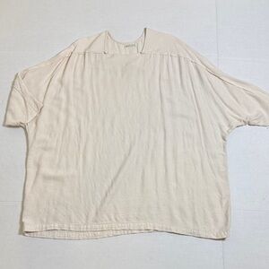 BLACK CRANE Women's Cream Oversized Tunic Top Square Neck 3/4 Sleeve One‎ Size